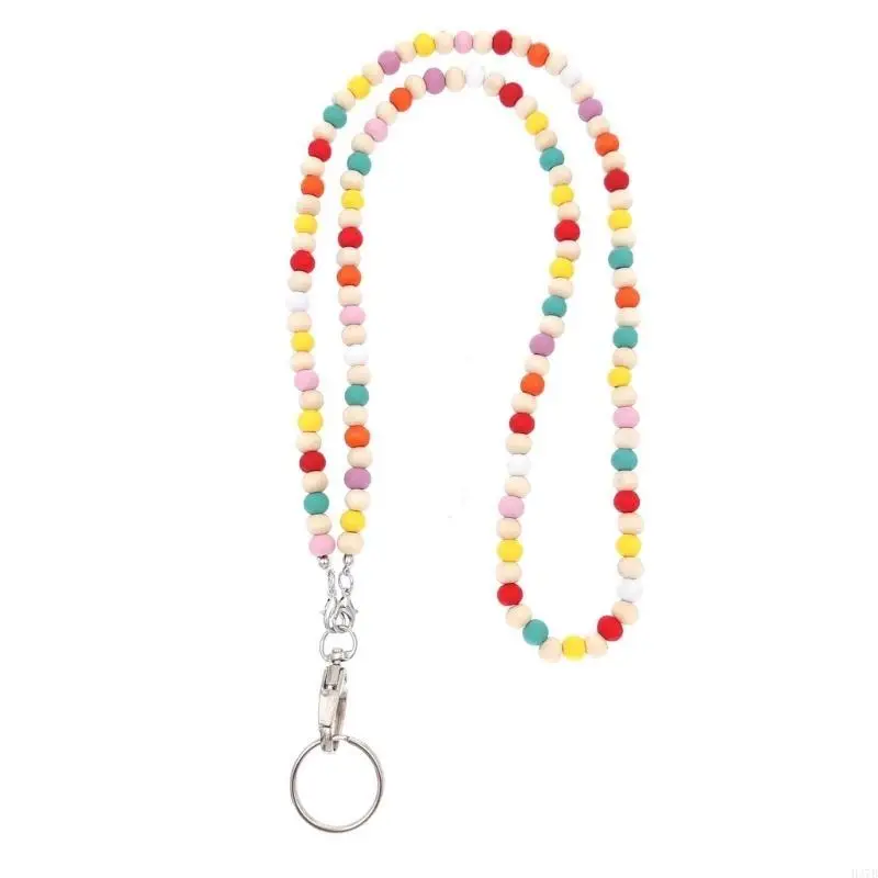 

H37B Colored Beads Lanyard Ожерелье для ключа и держателя карт значков убирает Lanyard