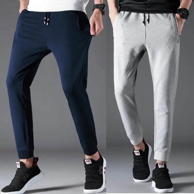 Plus Size M-6XL Men Sweatpants Spring Summer Autumn  Casual Cotton Slim Loose    Long Sport Pants Black Grey Blue