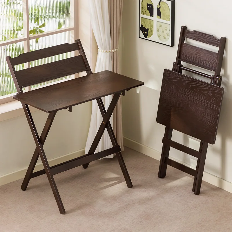 Free installation foldable learning desk, wood grain veneer, student desk, home bamboo and wood office desk, computer