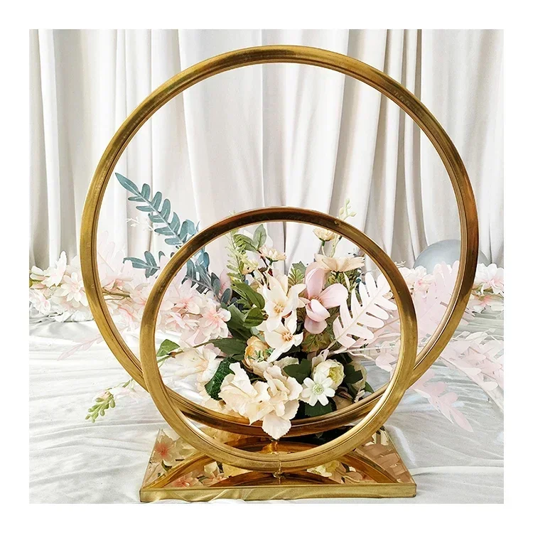 Wedding Arch Background Decoration Flowers Arch Wedding Party Double Bar Metal Arch Background Stand White Black Gold