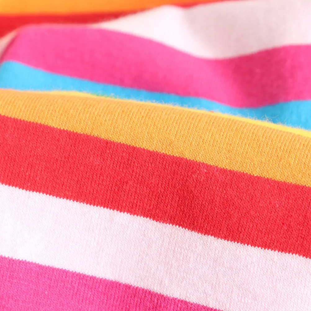 Girls Rainbow Leggings 120Cm Height Spring Fall Cotton Soft Elastic Kids Legging Comfortable Fit for Daily Outfit