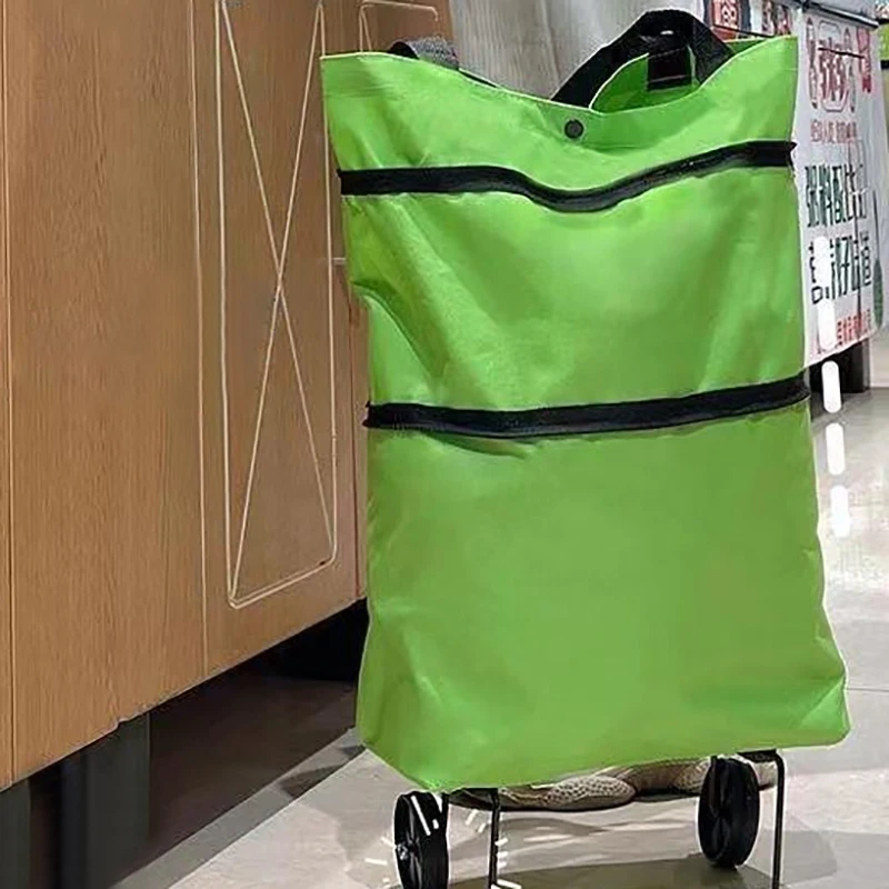 Foldable Shopping Trolley Bag With Wheels Large Reusable Cloth Hand Tote Bolsas Eco Fabric Storage Bag Grocery Pull Cart Bag