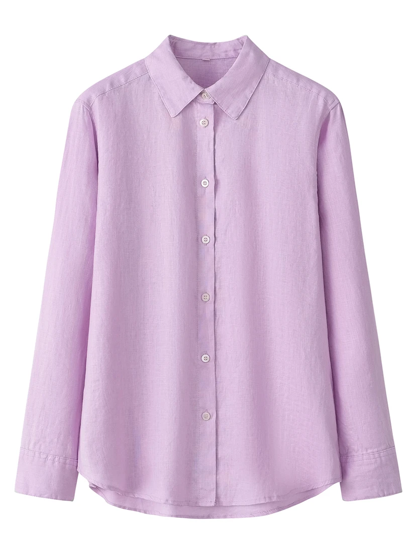 

Льняная рубашка свободного кроя с защитой от солнца для женщин, весна-лето, для поездок на работу, дышащая, с длинными рукавами, мягкая, стройнящая, в художественном стиле