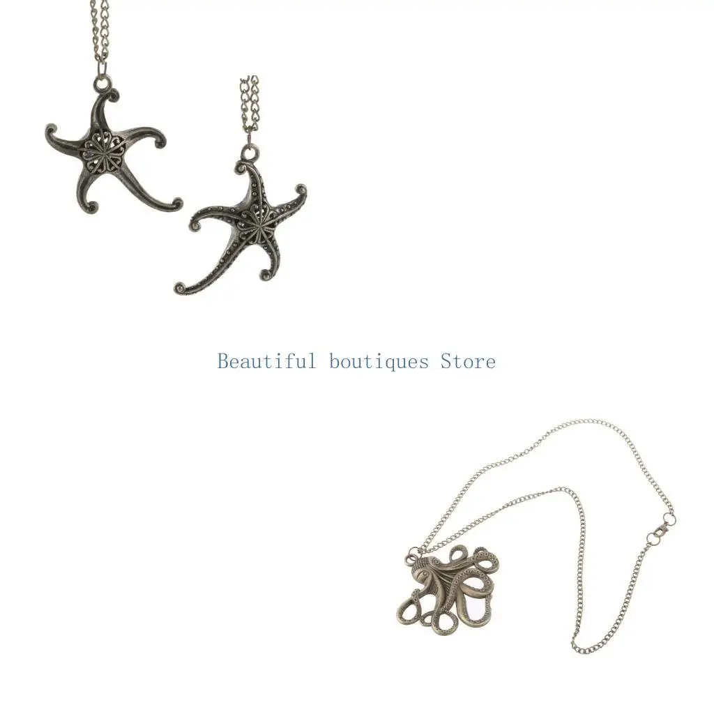 U4LF Stylish Sea Creature Octopus Necklace Versatile Accessory for Ladies Women