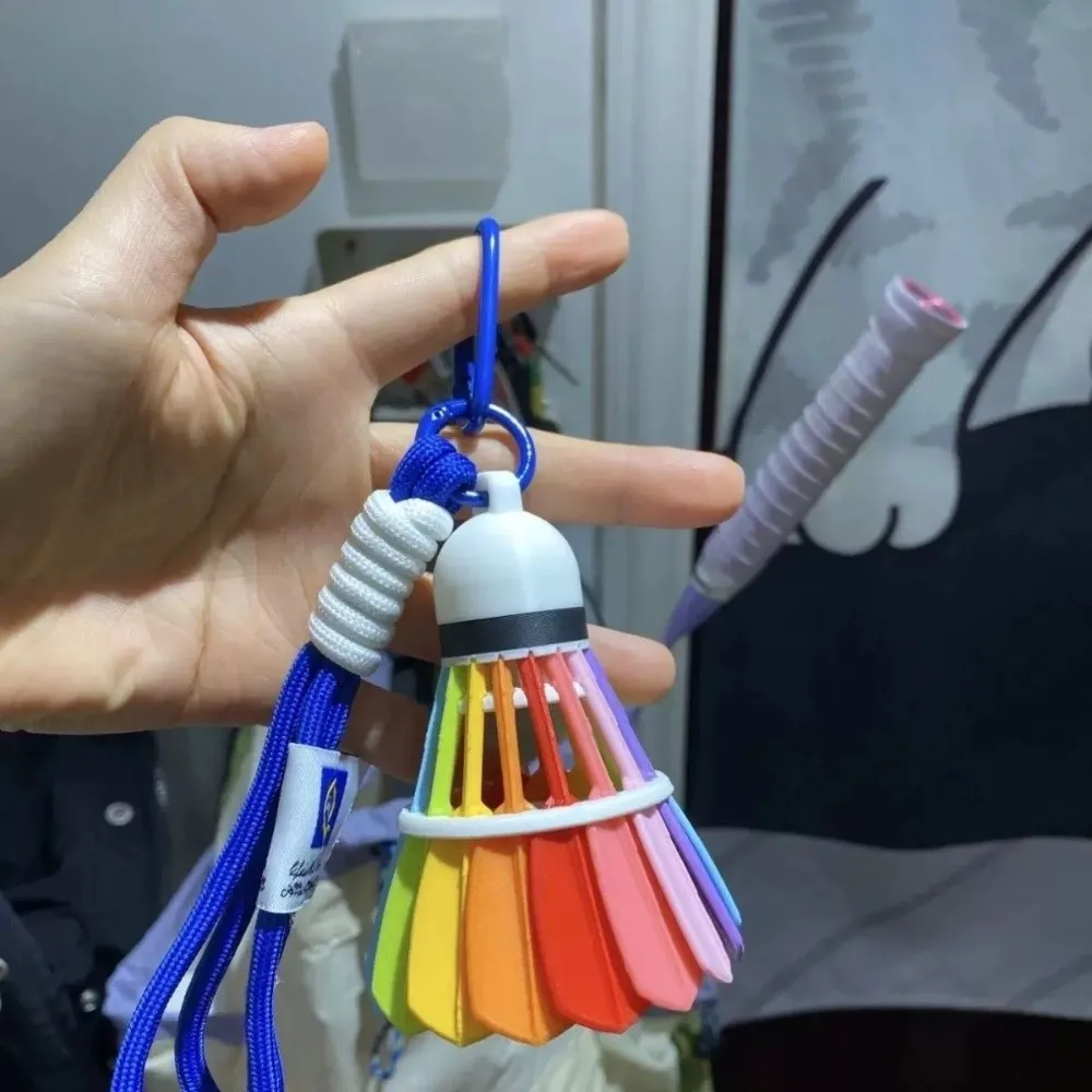 Rainbow Color Badminton Keychain Creative Hanging Badminton Bag Pendant Funny Backpack Decor 3D Printing Keyring