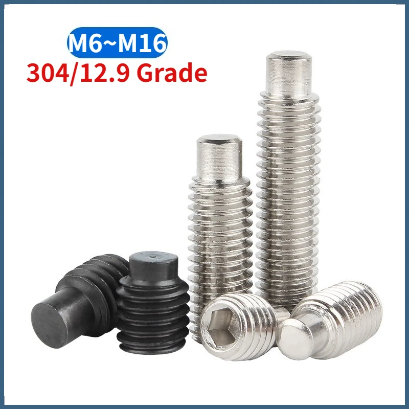 M6 M8 M10 M12-m16 304 Stainless Steel /black 12.9 Grade Steel Allen Hex Hexagon Socket Set Screw Dog Point Grub Convex End Bolt