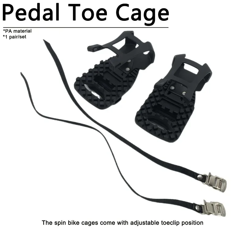 

1Pair Indoor Bicycle Pedal Toe Cage PA Material Adjustable Locking Length Co-ordinated with Riders' Feet