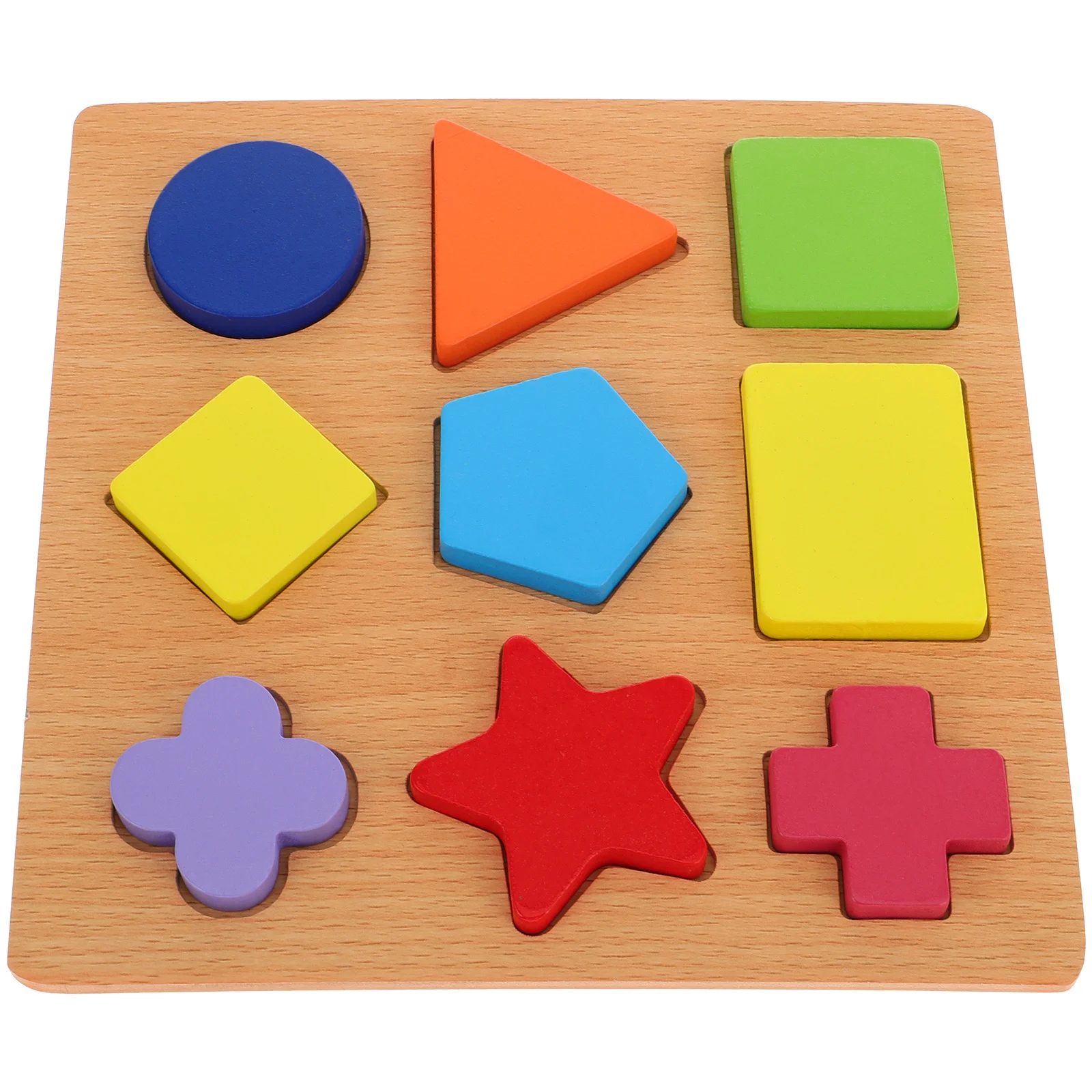 1 set 1 Set Wooden Geometric Shape Puzzle Board Kids Color Recognition Matching Game Educational Math For Toddlers Puzzles