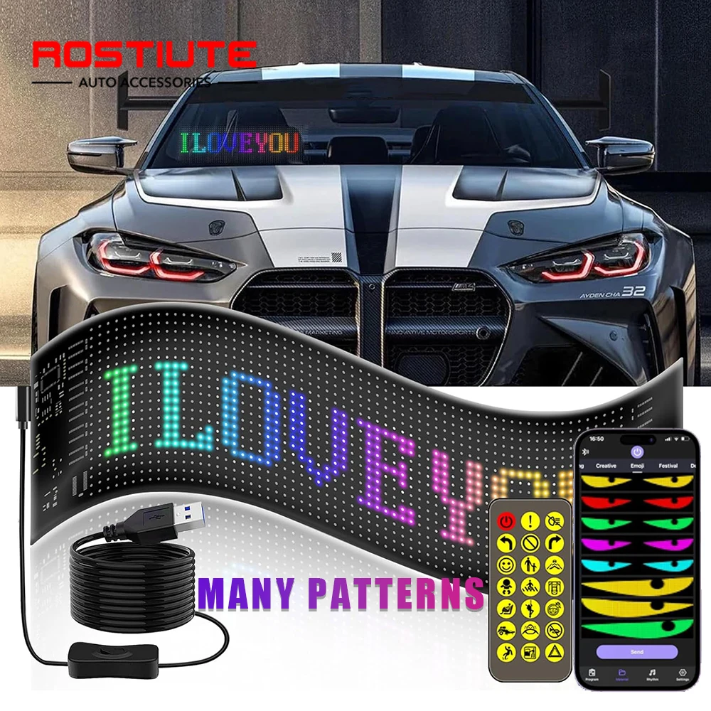 

Автомобильная RGB светодиодная панель на лобовое стекло, светодиодный дисплей с глазами, цифровые автоматические цифровые глаза, гибкий экран для внедорожника, грузовика, управление через приложение