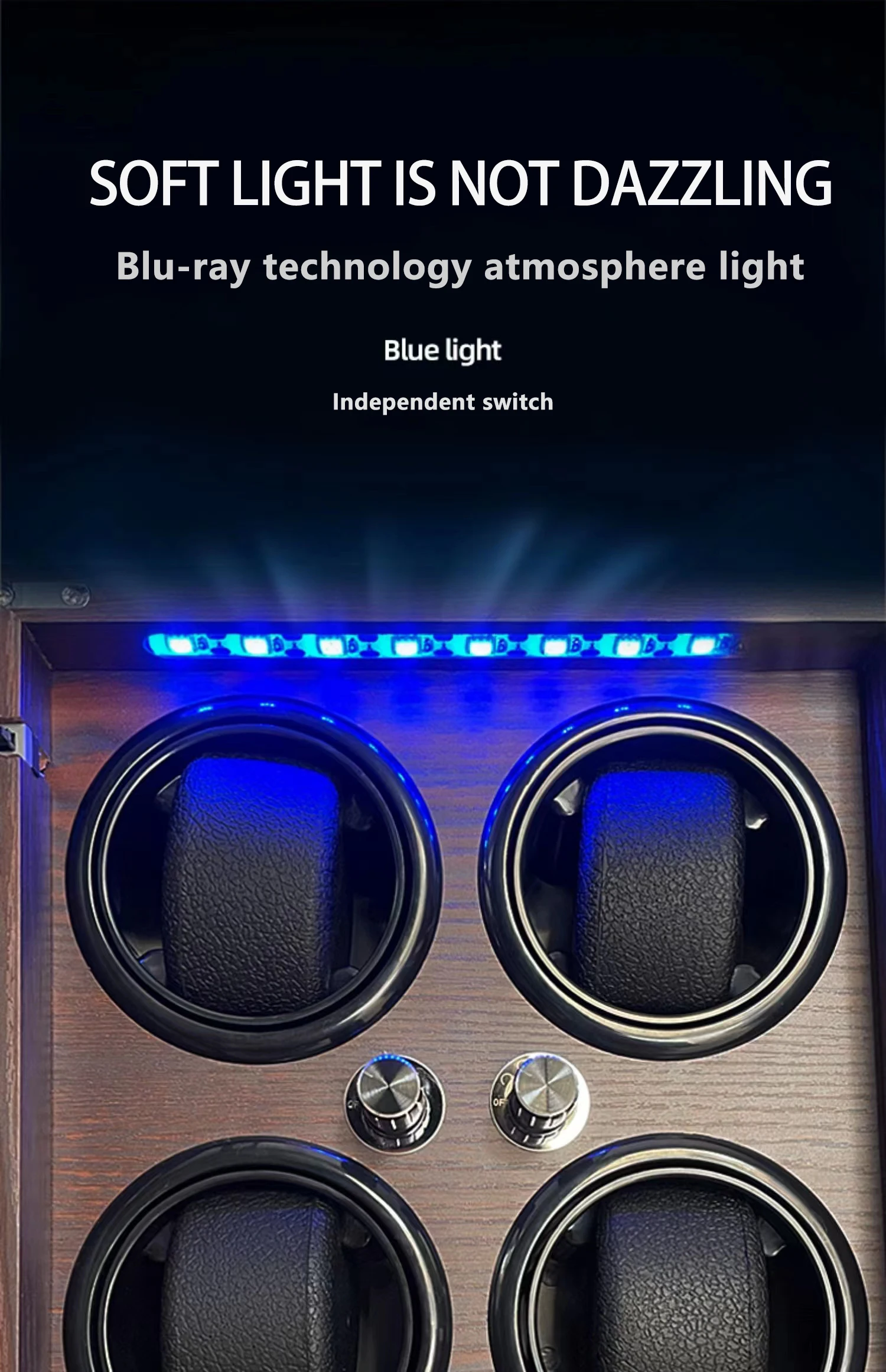 Mechanical Automatic Watch Winder Luxury Wood Watch Box Battery Installable With LED Light And Lid Sensor Watches Storage Box