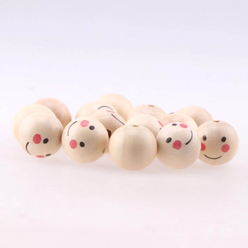 100pcs Natural Smiling Face Ball Beads Loose Beads DIY Jewelry Craft Drop Shipping