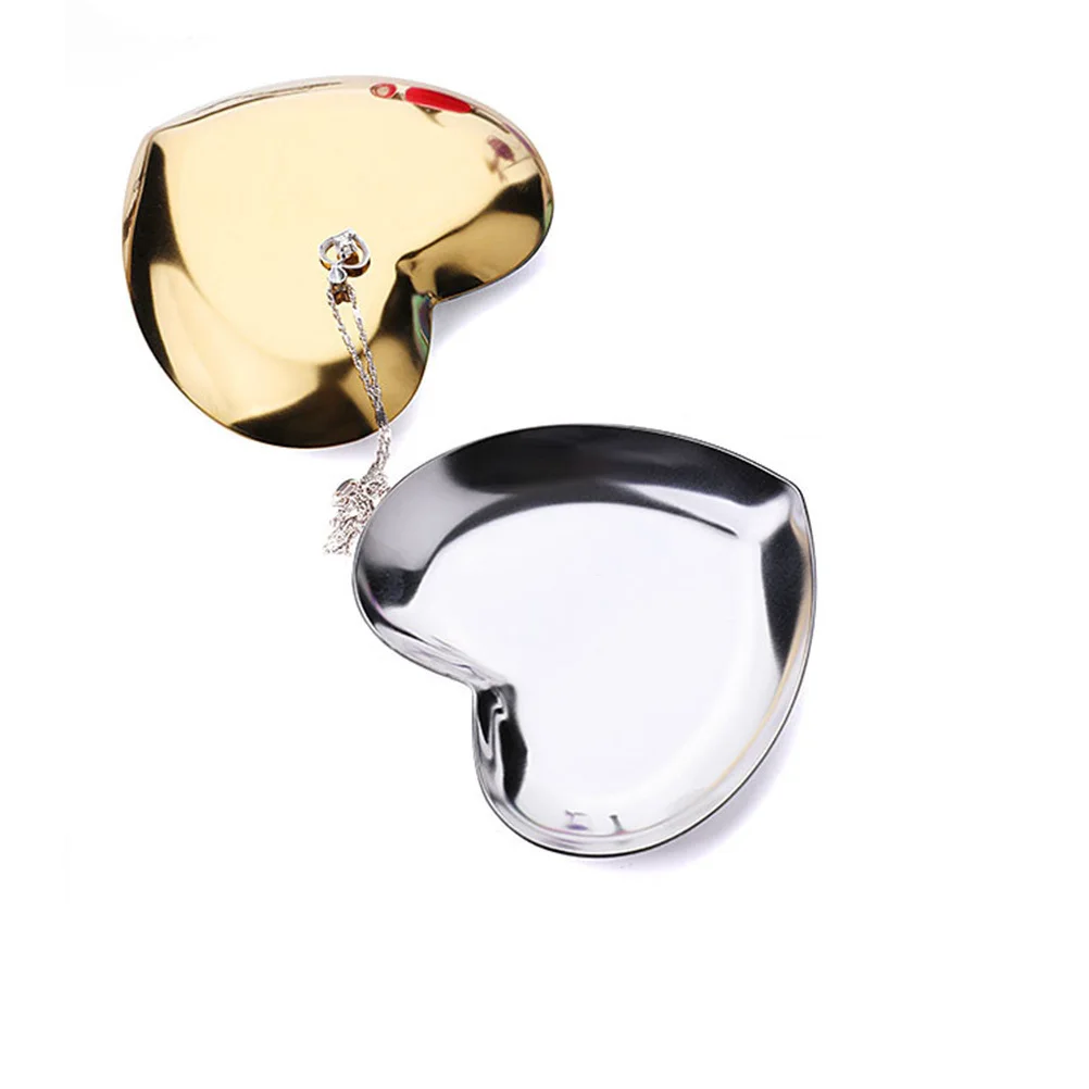 

Поднос для ювелирных изделий в форме сердца, органайзер из нержавеющей стали для ожерелья, браслета, кольца, серебряный поднос для ювелирных изделий