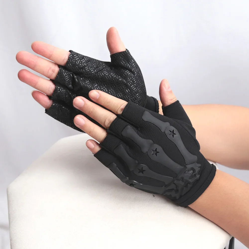 

1pair Men Riding Fingerless Gloves Non-slip Half Finger Gloves for Motorcycle Cycling Climbing Hiking Outdoor Sports Accessories