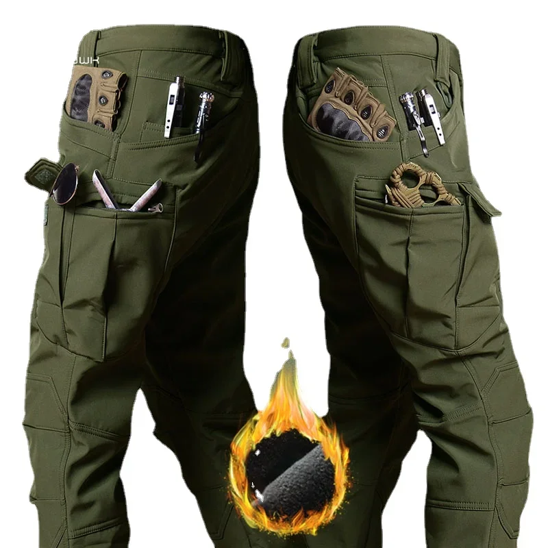 Tactical Pants Men X7 Soft Shell Fleece Windproof Waterproof Camo Combat Trousers S-4XL Big Pocket Wear-resistant Trekking Pants