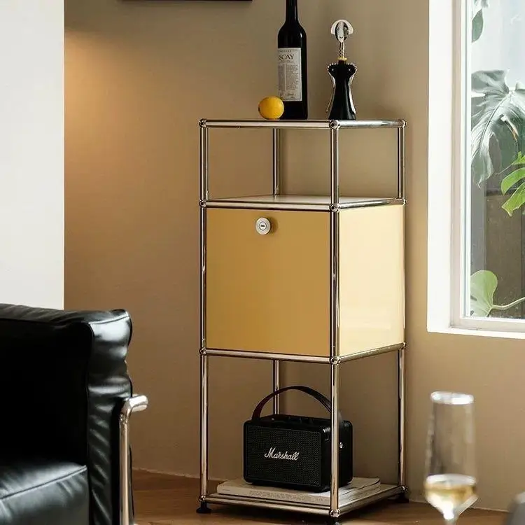 DSA modular sofa sideboard, home living room storage cabinet, stainless steel narrow sideboard