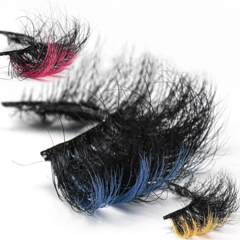 DINGSEN 10 Paar MIX Farbige DD-Curl-Wimpern für Make-up, Kunstnerz-Wimpern, Vollstreifen-Wimpern, Rot, Blau, Grün – Detail 8