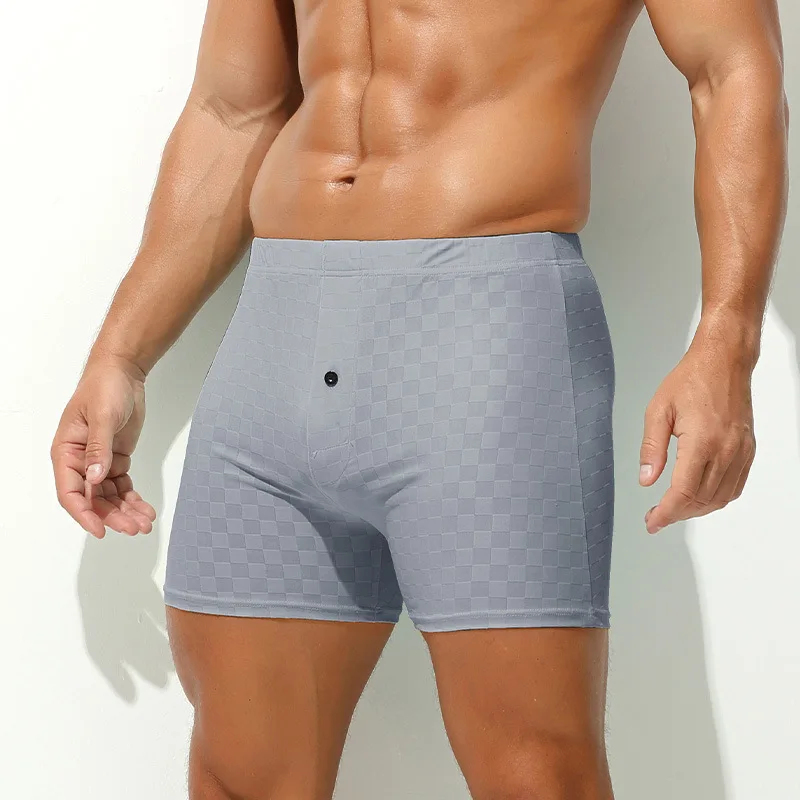Men's Checkered Pattern Boxers Breathable Mid-rise Underwear Quick-Dry Athletic Boxers Running & Workout Anti-Chafing Underpants