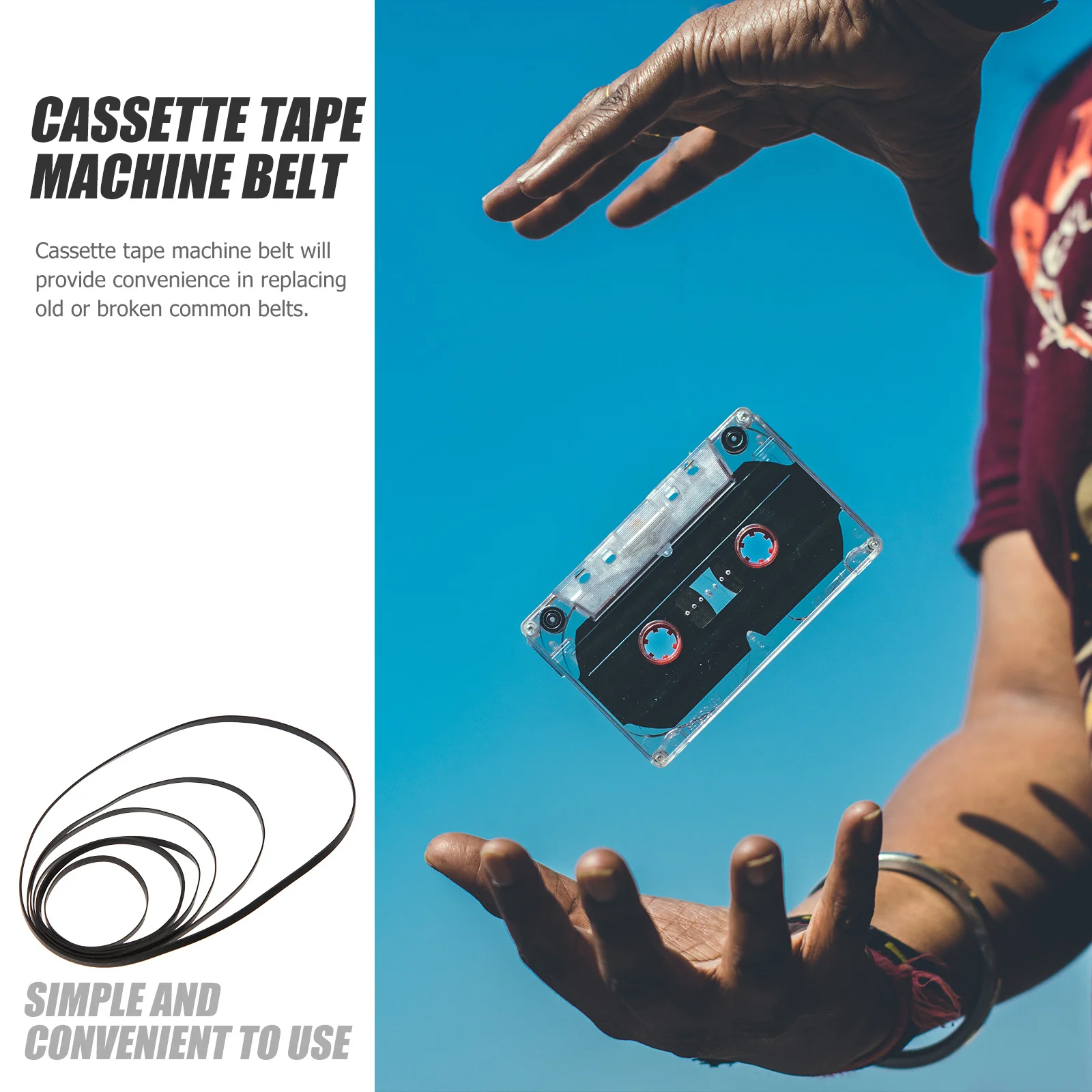 50 قطعة آلة كاسيت حزام إصلاح الأحزمة المطاطية لصيانة محرك المسجل مقاومة التآكل العالية لا تشوه موثوقة