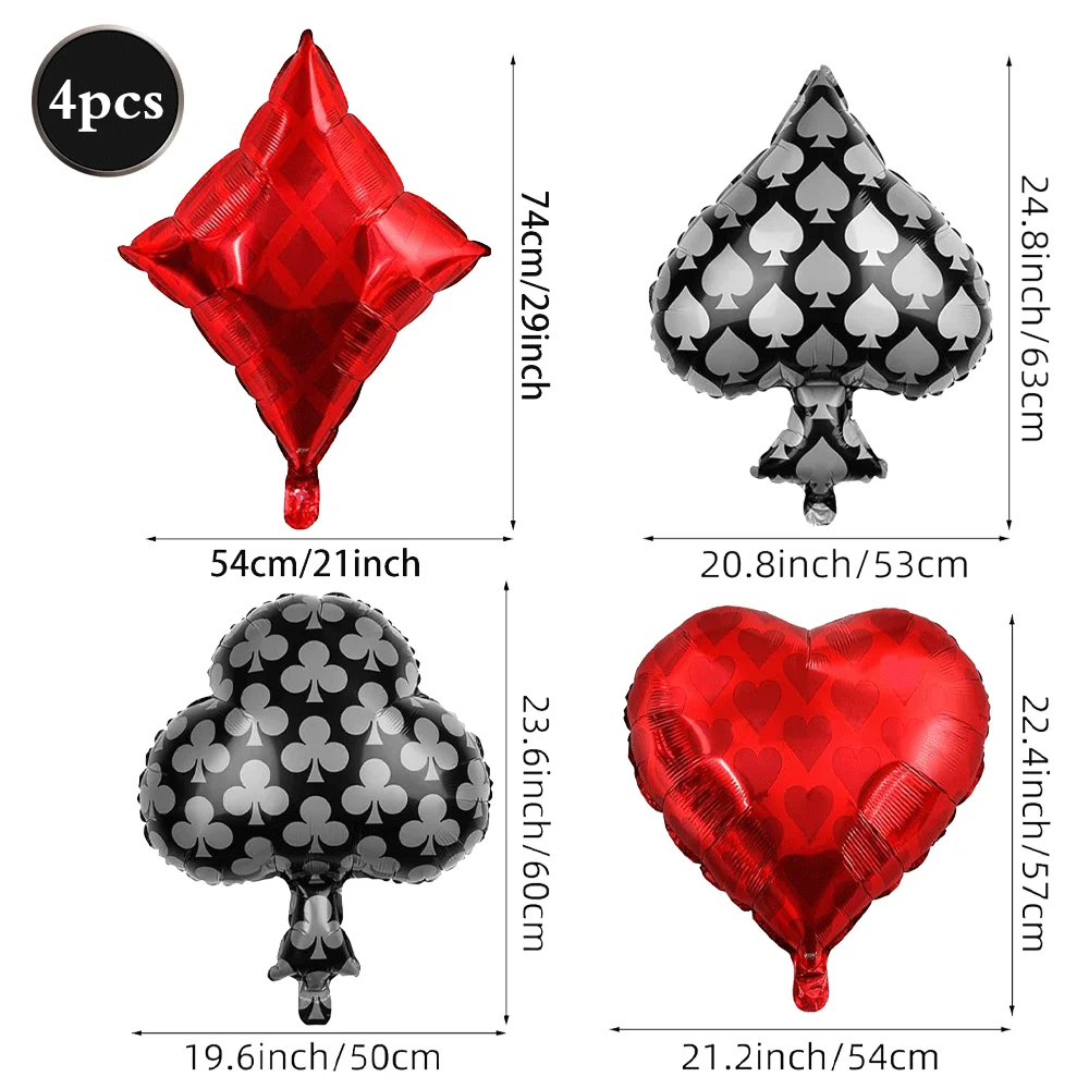 Casino Poker Karte Party Dekorationen Teller Tassen Servietten Happy Sign Banner Tischdecke Luftballons Las Vegas Geburtstag Party Supplies – Detail 12