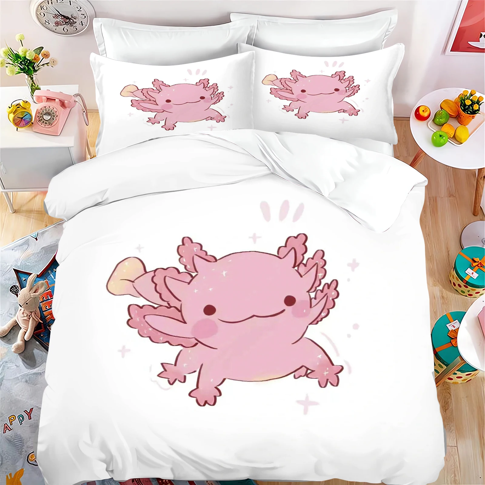 Salamander Bedding Set 100% Cotton Cartoon Sheet Pillowcase Quilt Cover Bedspread Set 2/3-piece set Children Bedding