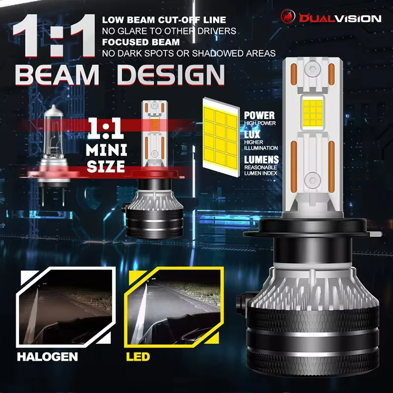 Dualvision H7 Led Canbus Car Headlight Bulbs 300W 30000LM H4 Led Light H9 H11 HB3 9005 HB4 9006 H1 9012 HIR2 LED 6000K Fog Lamps