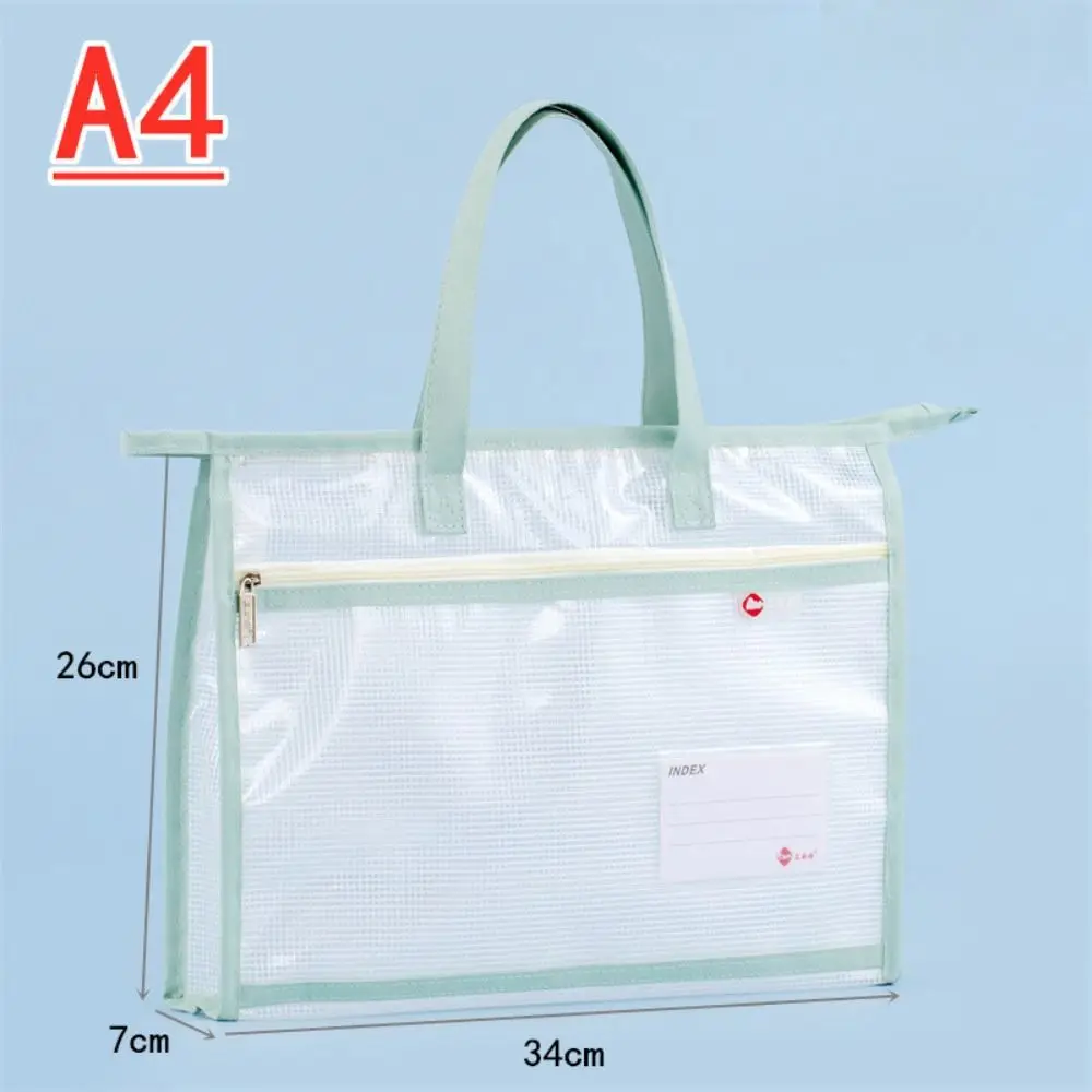 with Zipper and Handle A3 Project Bag Mesh PVC Multifunctional Mesh Art Bag Large Capacity Waterproof Storage Bag