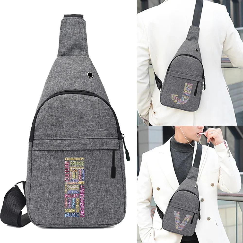 Men Shoulder Bags Chest Pack Short Travel Messenger Sling Bag  Waist Packs Text Letter Series Printing Canvas Crossbody Bag 2024