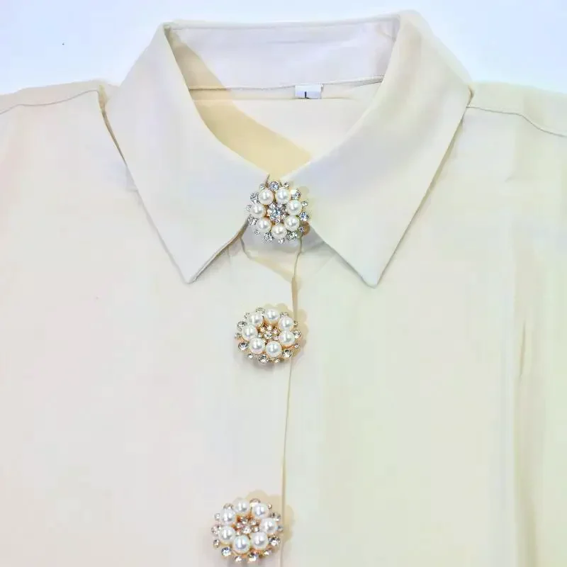 Pearl Rhinestone Cufflinks Button Covers Fashion Clothing Decoration Cute Pearl Sleeve Button Clip Women Luxury Cuff Links