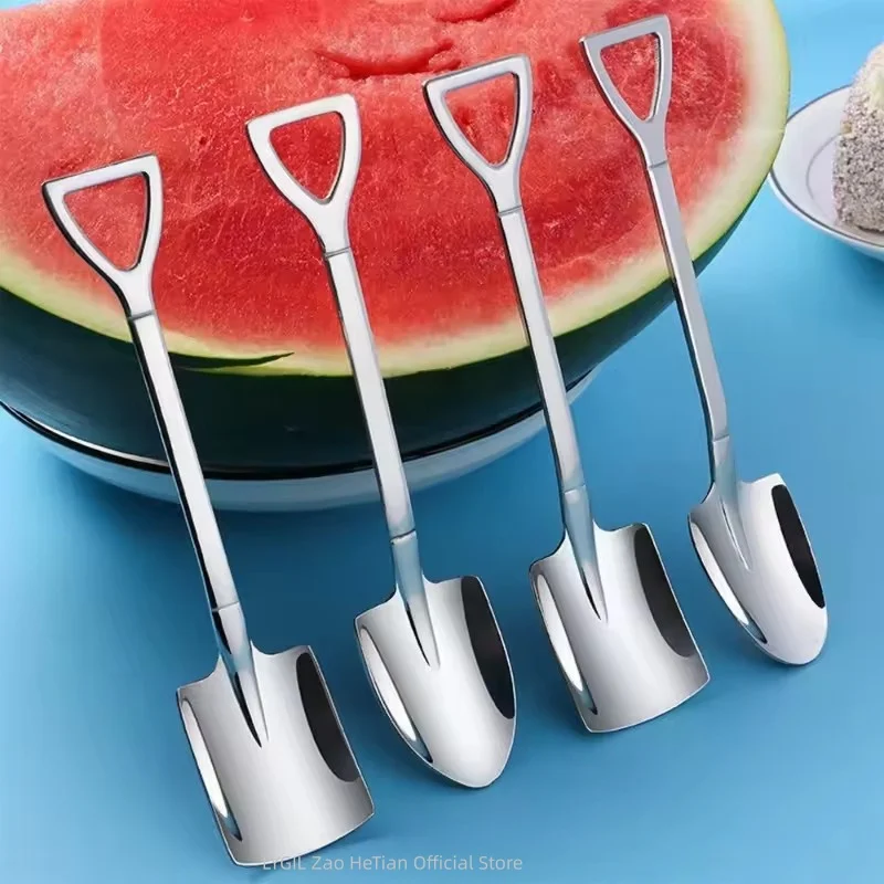 Stainless Steel Coffee Tea Spoon Creative Shovel Scoop for Dinner Ice Cream Dessert Watermelon Kitchen Tableware Bar Tool