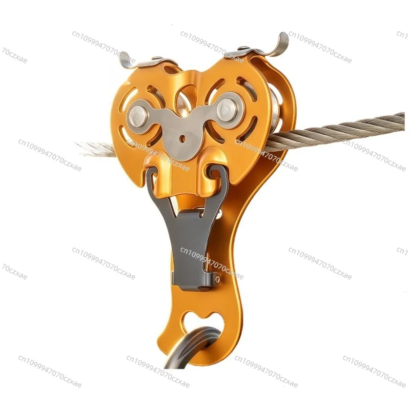 Outdoor Crossing Zipline Double Pulley Cable Pulley Hanging Wheel, Jungle Crossing Expansion Ball Bearing Double Pulley