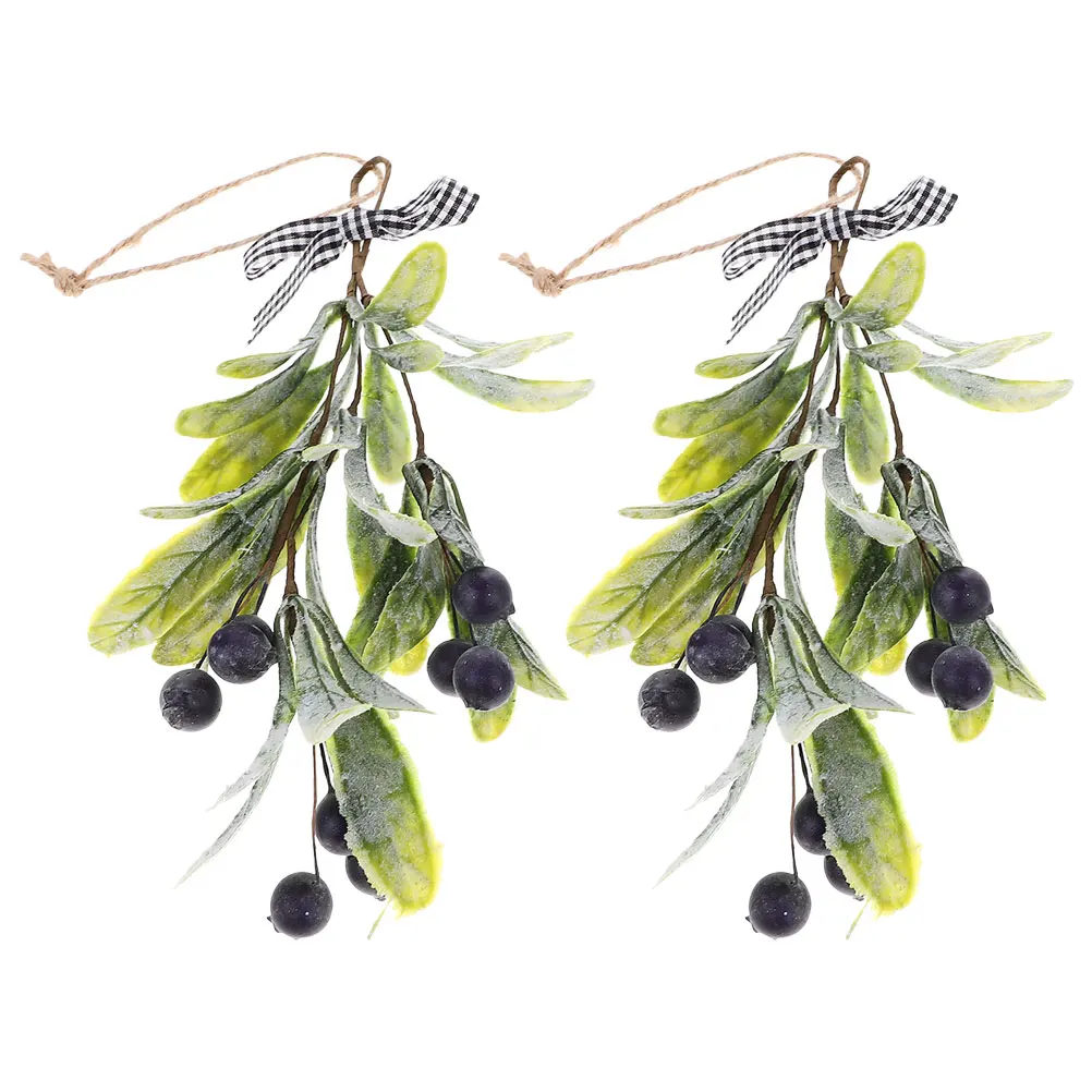 

2pcs Simulated Branches Artificial Berry Swag Fruits Decoration Holiday Teardrop Stems Christmas Fake Branch Hanging