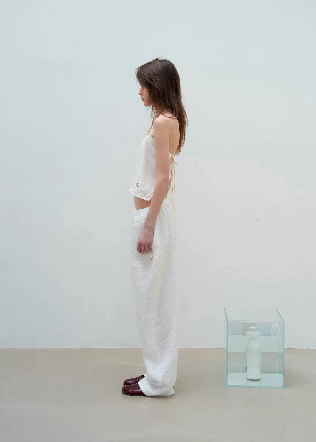White Loose Casual Pants Thin Transparent Style Ladies Wide Leg Cotton Natural Waist Summer Fashion Casual Trousers