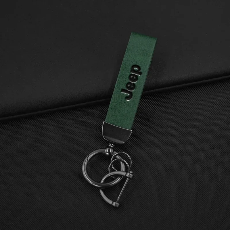 

Durable Leather Car Key Ring Keychain for Jeep Renegade Wrangler JK JL Grand Cherokee Compass Auto Key Holder Car Accessories