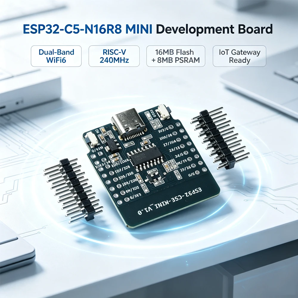 ESP32-C5-N16R8 MINI Development Board WiFi 6 Bluetooth BLE IoT Board with Dual Band and High Speed RISC-V Core for Smart Home Ga