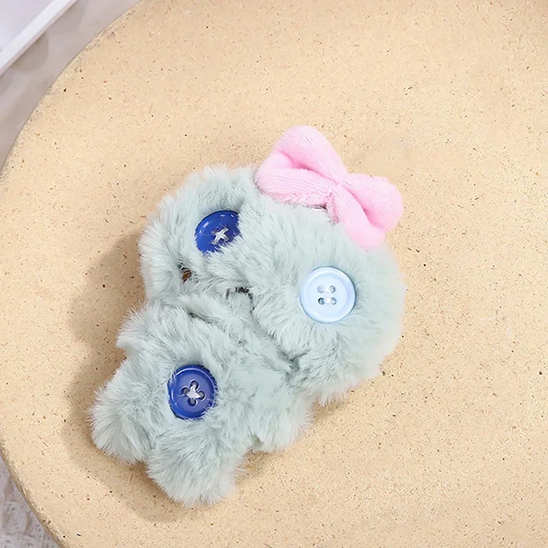 카툰 플러시 리본 인형 장난감 키체인 가방 펜던트 버튼 포함 DIY 선물 키체인 펜던트 귀여운 달콤한 플러시 인형 장식품