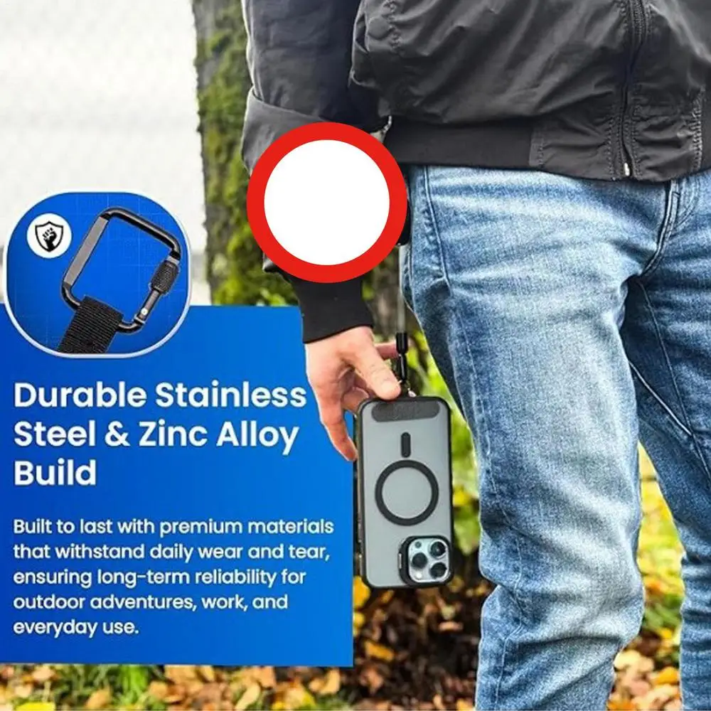 Einziehbarer Diebstahlschutz-Telefonhalter mit Karabiner, Anti-Fall-Telefonband, Handy-Sicherungsriemen für Outdoor-Aktivitäten und Wandern – Detail 2