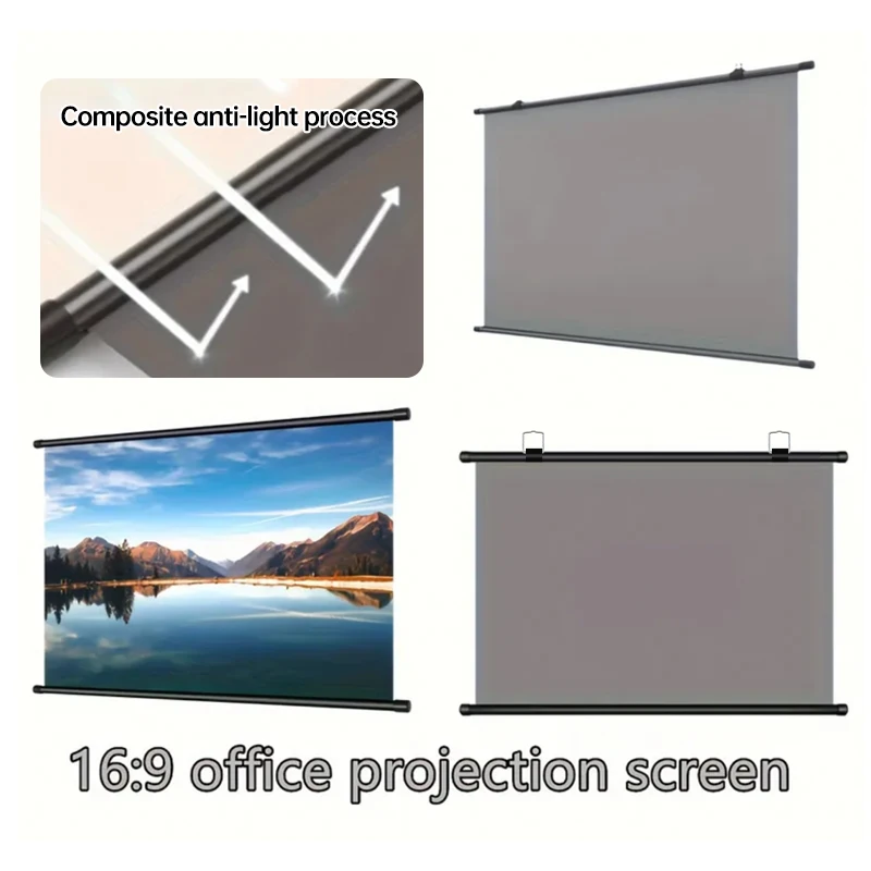 150 Inch 16:9 Anti-Light Projector Screen Wall Mount Punch Free 4K High Contrast Projection Screen for Home Theater Office