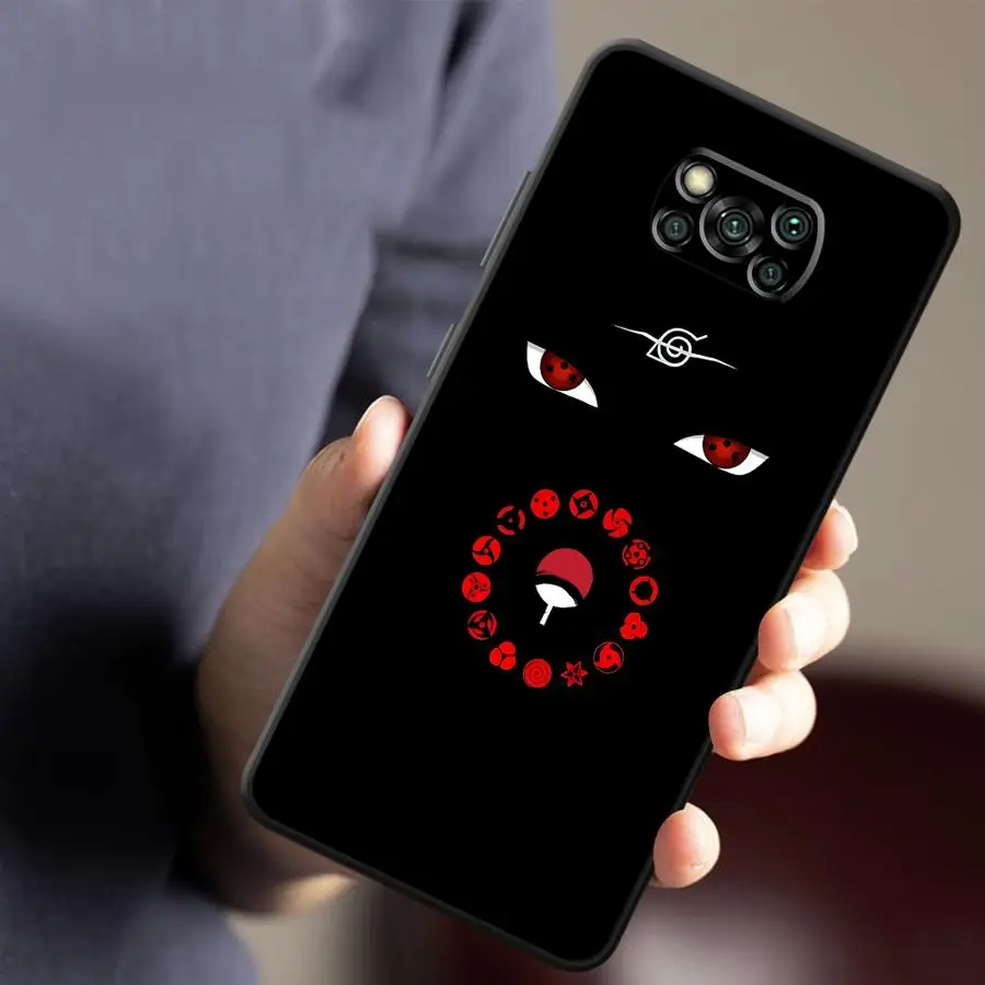 Custodia per Xiaomi Poco X3 X4 X5 X7 Pro M3 M4 M7 Pro F3 F1 C50 M5 C40 C61 C71 C75 Nero Custodia morbida per telefono Cool Uchiha Logo