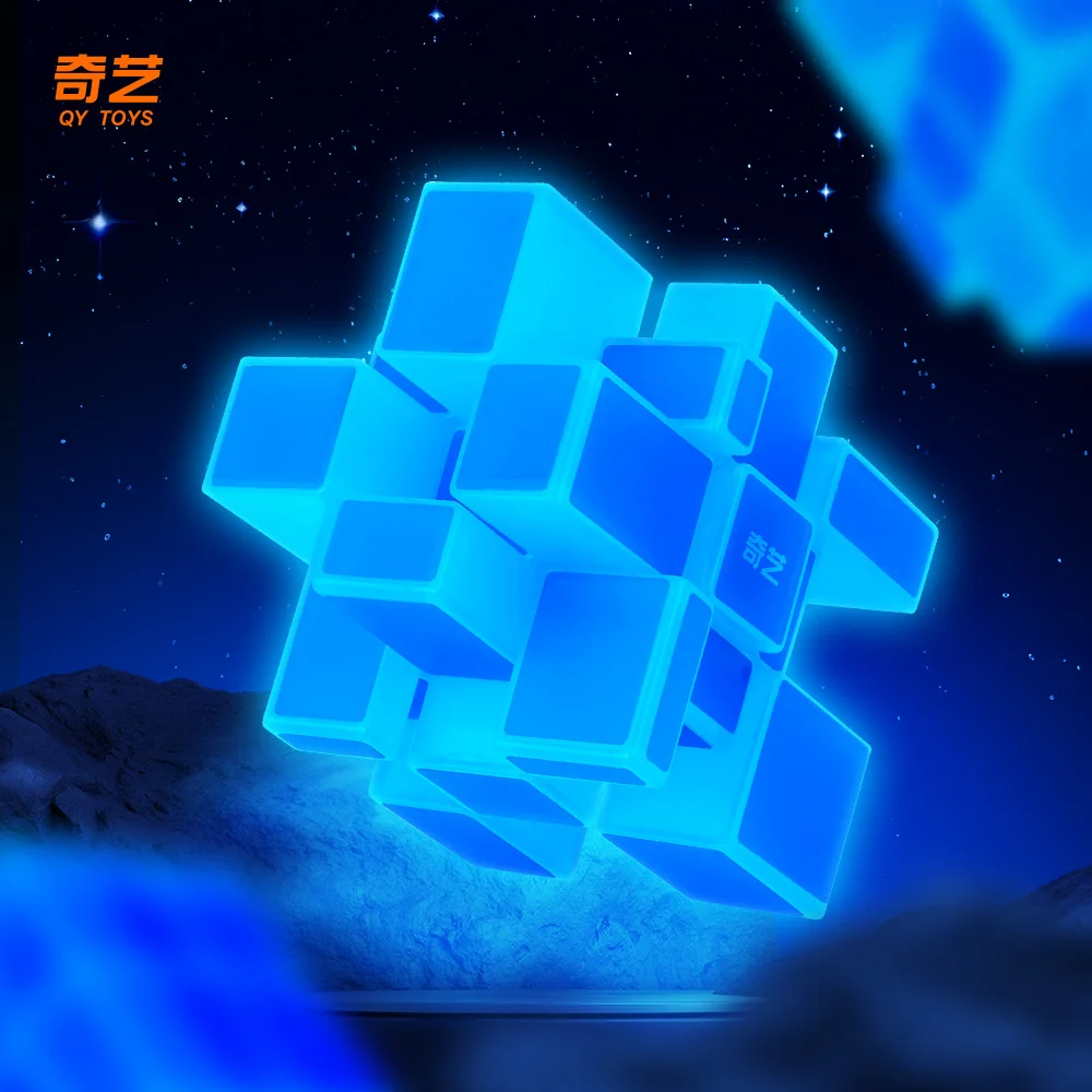 Qiyi Fluorescerende Spiegelkubus 3x3 Puzzel Snelheid Stickerloze Magische Kubus professionele Competitie Kinderen Speelgoed Cadeau