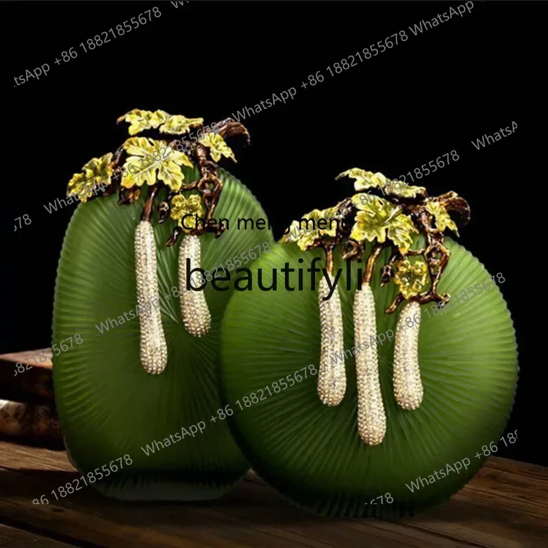 S7486 ss Boutique European enamel color green vase fruitful handmade villa entrance home ornament