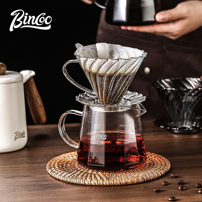 Bincoo Glass Hand-Brewed Coffee Sharing Pot Tasting Cup Set Glass Filter Cup Filter Funnel Scale Fair Cup