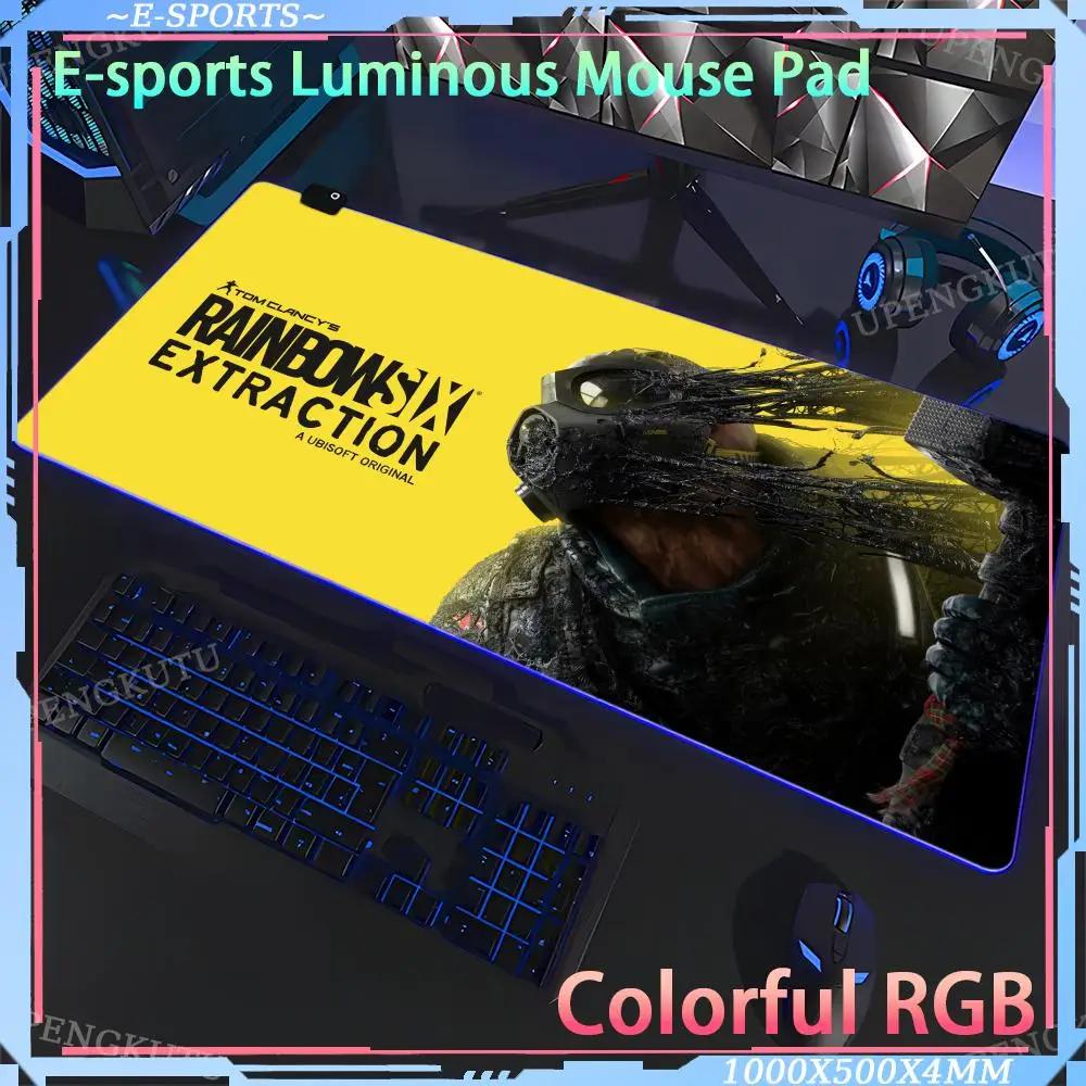 

RGB Gaming T_Tom Clancys Rainbow Six E_Extraction Computer Accessories Desk Mat Gaming Keyboard Mat Luminous Rubber Mouse Pad