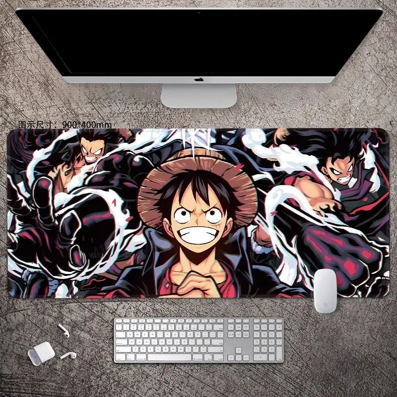 Animation Office Luffy  Roronoa Zoro E-sports Gaming Table Mat ONE PIECE Leather Mouse Pad Boys Oversized Computer Keyboard Pad