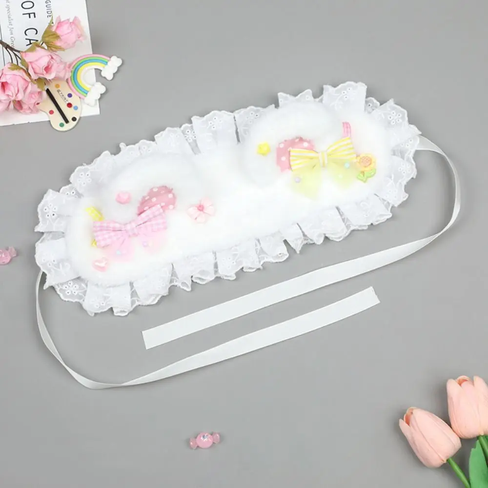 Cute Bow Cat Ears Headband Lace Furry Bear Ear Hair Band Plush Headwear Lolita Bandeau Lolita Accessories