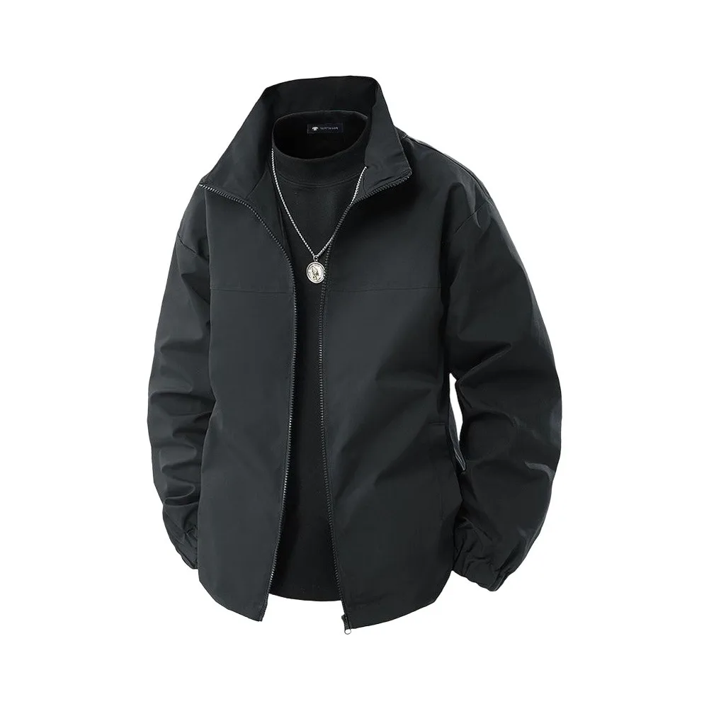 Men's Outdoor Climbing Jacket with Waterproof Windproof Protection Regular for Fit Long Sleeve and Stand-Up Collar for Daily Use