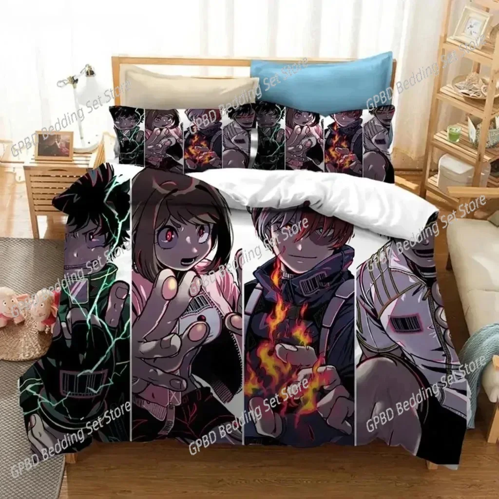 Anime My Hero Academia Bedding Set Boys Girls Twin Queen Size Duvet Cover Pillowcase Bed Boys Adult Fashion Home Textileextile