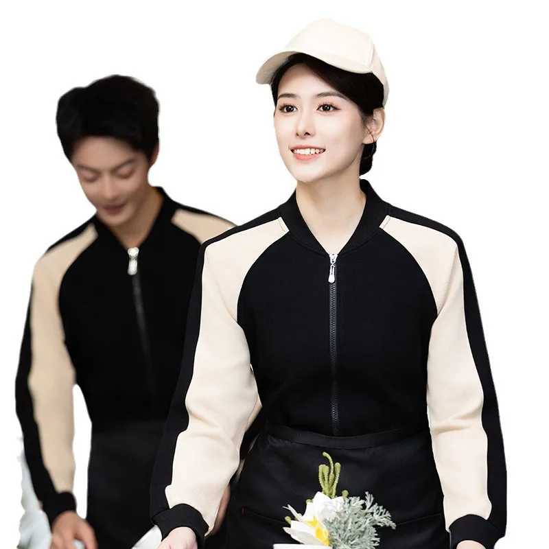 Hotel restaurante garçom uniforme de trabalho manga longa outono inverno temporada quarto do hotel café restaurante catering gola sweatshir