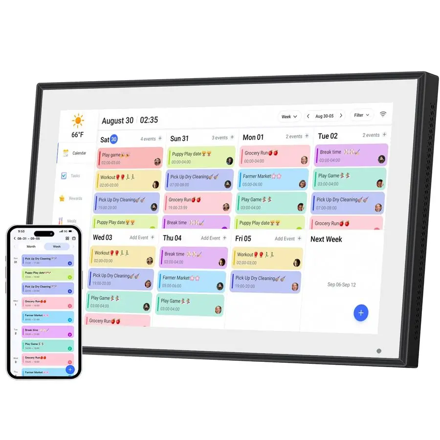 

inch Digital Calendar amp Chore Chart,Smart Touchscreen Interactive Display for Family Schedules, Wall amp Desk Mountable, Digit