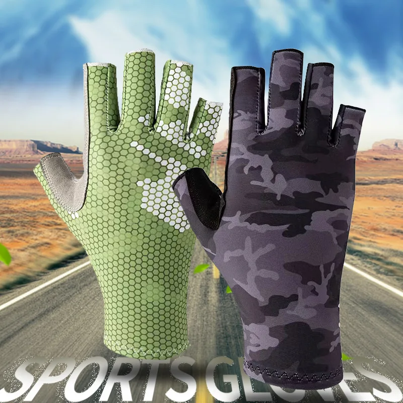 Half-finger Fishing Gloves Sunblock, Sweat-absorbent, Breathable, High-elastic Non-slip Outdoor Fishing Equipment