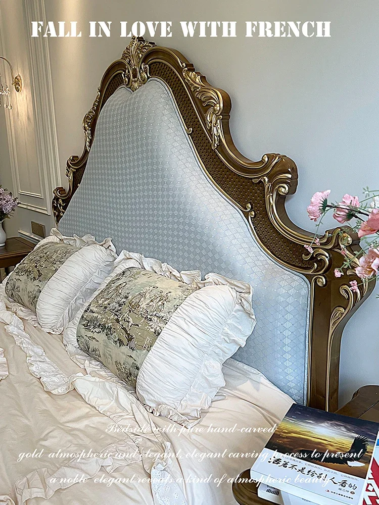 French light luxury retro old hand-carved romantic solid wood dream princess bed villa bed 2 meters wedding bed